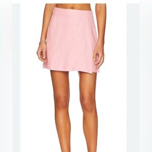 Onia Pink Mini Linen Wrap Skirt